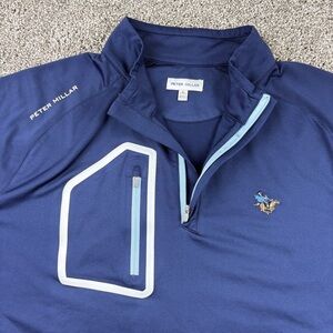 Peter Millar Crown Sport Forge Quarter Zip Mens Large Blue Performance Golf